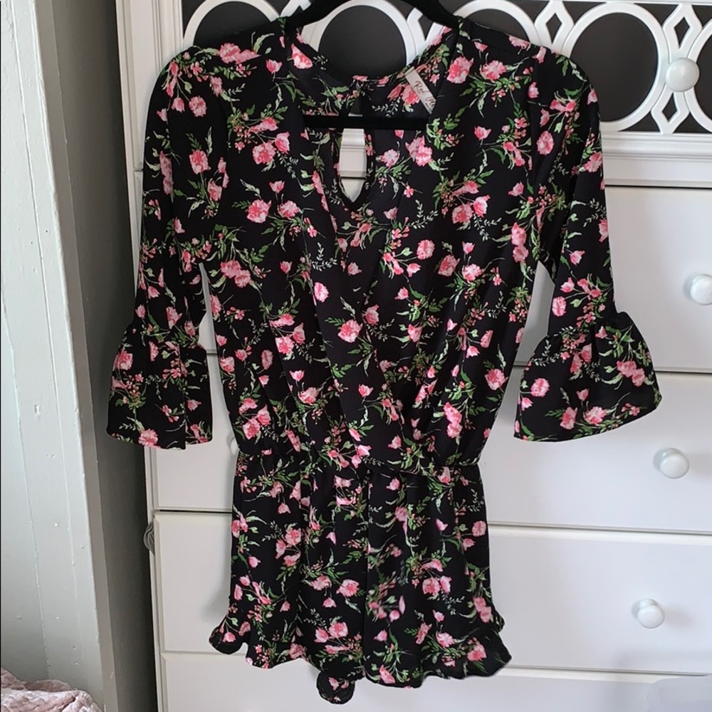 Red Lolly black romper with roses